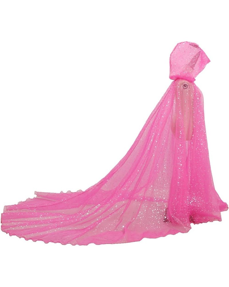 Women Wedding Tulle Cape Hooded Elf Cloak Bridal Dress Robe with Long Train Pink-1 $20.68 Dresses