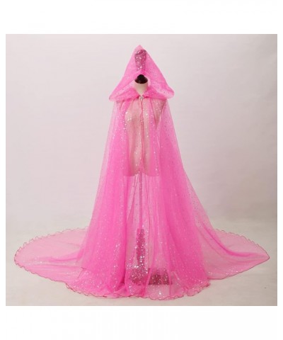 Women Wedding Tulle Cape Hooded Elf Cloak Bridal Dress Robe with Long Train Pink-1 $20.68 Dresses