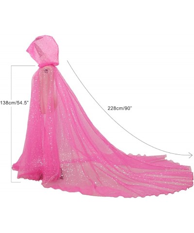 Women Wedding Tulle Cape Hooded Elf Cloak Bridal Dress Robe with Long Train Pink-1 $20.68 Dresses