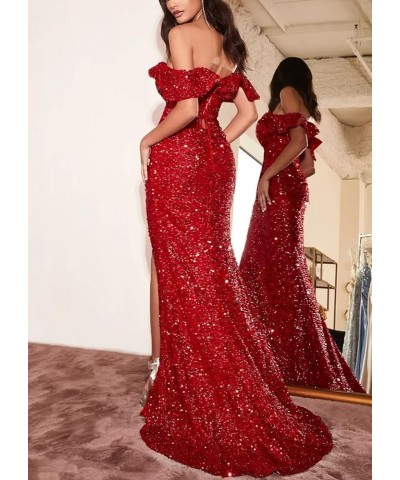 Sequin Prom Dresses Long with Slit Sparkly Glitter Mermaid Formal Evening Gowns for Wedding Guest Brown $33.96 Dresses