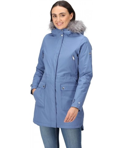 Womens Sabinka Fur Trim Parka Jacket Slate Blue $32.41 Jackets