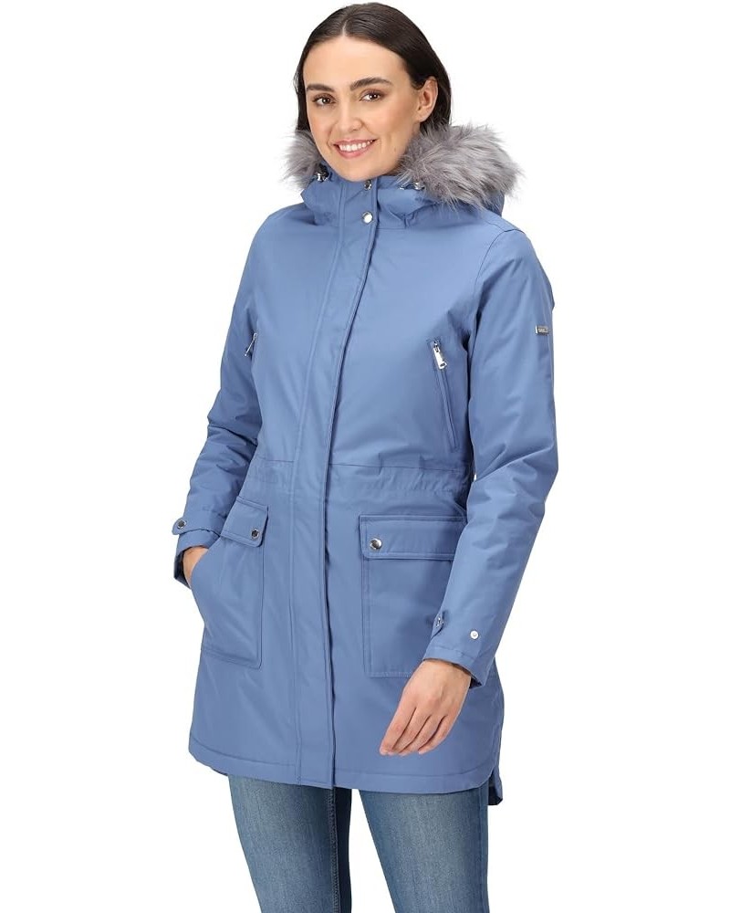 Womens Sabinka Fur Trim Parka Jacket Slate Blue $32.41 Jackets