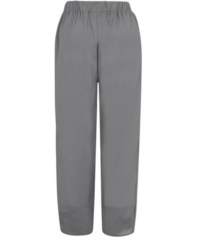 Baggy Pants Women Cotton Linen Elastic Waist Casual Pants Joggers Yoga Pants Pockets Wide Leg Pants Cropped Pants Z5-grey $8....