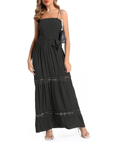 Women's Summer Maxi Casual Off Shoulder Dress Sleeveless Boho A Line Smocked Tiered Long Beach Sun Dresses Classic 04black $1...