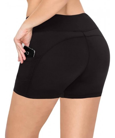 High Waisted Black Biker Shorts for Women - with & Without Pockets - 5'' and 8'' Inseam 5 In Biker Shorts (Pockets) Black 1pa...