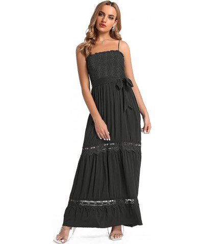 Women's Summer Maxi Casual Off Shoulder Dress Sleeveless Boho A Line Smocked Tiered Long Beach Sun Dresses Classic 04black $1...