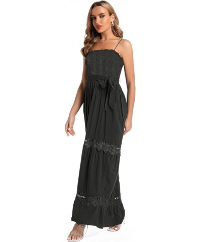 Women's Summer Maxi Casual Off Shoulder Dress Sleeveless Boho A Line Smocked Tiered Long Beach Sun Dresses Classic 04black $1...