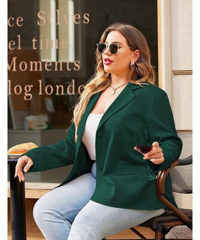 Women Plus Size Casual Blazer Open Front Long Sleeve Work Office Jackets Blazer with Pockets Dark Green $25.19 Blazers