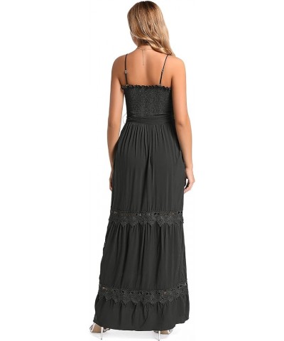 Women's Summer Maxi Casual Off Shoulder Dress Sleeveless Boho A Line Smocked Tiered Long Beach Sun Dresses Classic 04black $1...