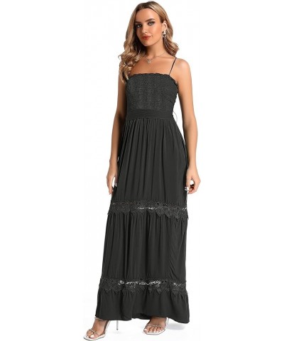 Women's Summer Maxi Casual Off Shoulder Dress Sleeveless Boho A Line Smocked Tiered Long Beach Sun Dresses Classic 04black $1...