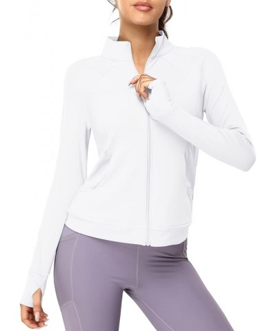 Women's Slim Fit Stretchy Athletic Workout Lightweight Full Zip Sports Jacket with Pockets White $16.42 Jackets