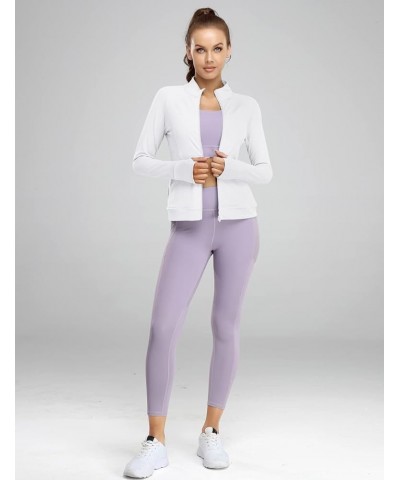 Women's Slim Fit Stretchy Athletic Workout Lightweight Full Zip Sports Jacket with Pockets White $16.42 Jackets