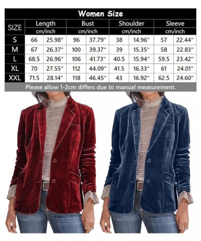 Women's Velvet Solid Color Fashion Casual Blazer Jacket Burgundy $20.99 Blazers