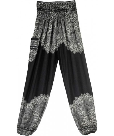 Womens Hippie Boho Lounge Yoga Pants Harem Palazzo Indian Pants with Pockets Flower Black $13.49 Activewear