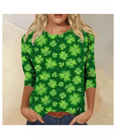 Loungewear Plus Size Shirts Ladie's 3/4 Sleeve Fashion St. Patrick's Day Graphic Shirt Polyester Fit Tops 08-army Green $10.2...