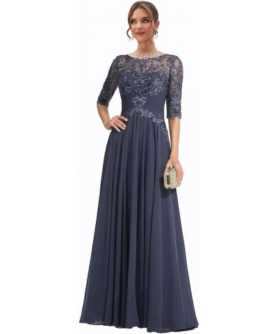 Lace Mother of The Bride Dresses for Women Chiffon Long Wedding Guest Dress Corset Evening Gown Dusty Blue $40.04 Dresses