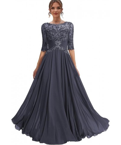 Lace Mother of The Bride Dresses for Women Chiffon Long Wedding Guest Dress Corset Evening Gown Dusty Blue $40.04 Dresses