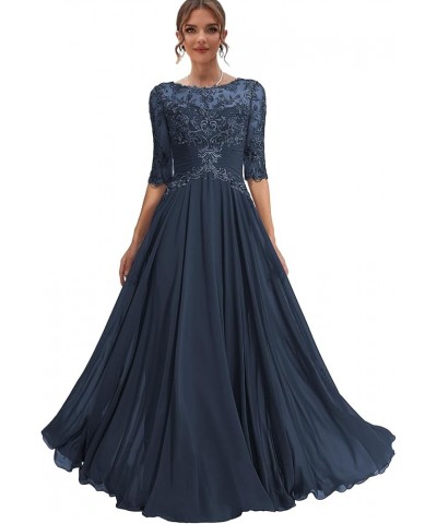 Lace Mother of The Bride Dresses for Women Chiffon Long Wedding Guest Dress Corset Evening Gown Dusty Blue $40.04 Dresses