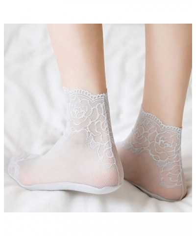 Lace Ankle Socks For Women - 5Pairs ruffle socks women - Fishnet Ankle Women Socks Gray $11.19 Socks