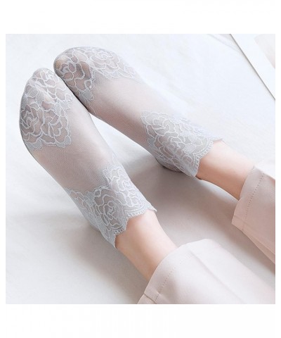 Lace Ankle Socks For Women - 5Pairs ruffle socks women - Fishnet Ankle Women Socks Gray $11.19 Socks