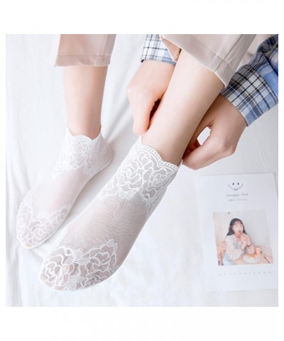 Lace Ankle Socks For Women - 5Pairs ruffle socks women - Fishnet Ankle Women Socks Gray $11.19 Socks