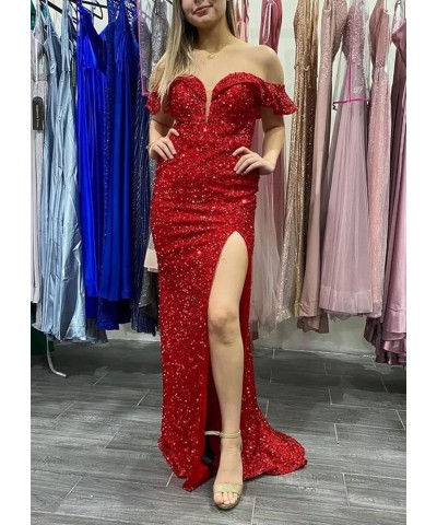 Sequin Prom Dresses Long with Slit Sparkly Glitter Mermaid Formal Evening Gowns for Wedding Guest Brown $33.96 Dresses