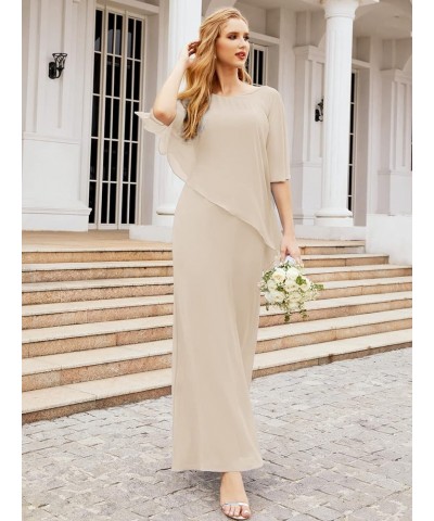 Chiffon Long Plus Size Mother of The Bride Dresses Formal Prom Gown Ruffle Cape Pink Brown $46.06 Dresses