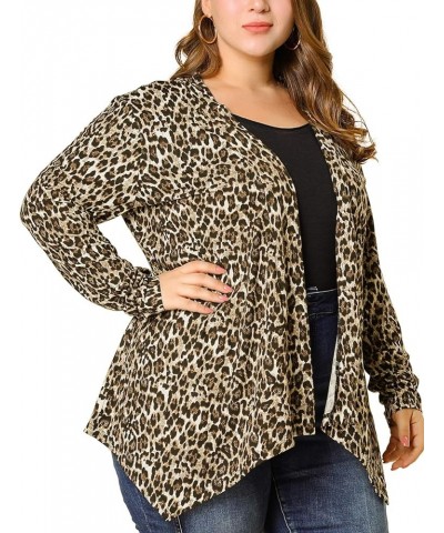 Women's Plus Size Cardigans Floral and Printed Asymmetric Hem Jackets Open Front 2024 Cardigans Brown $15.04 Sweaters