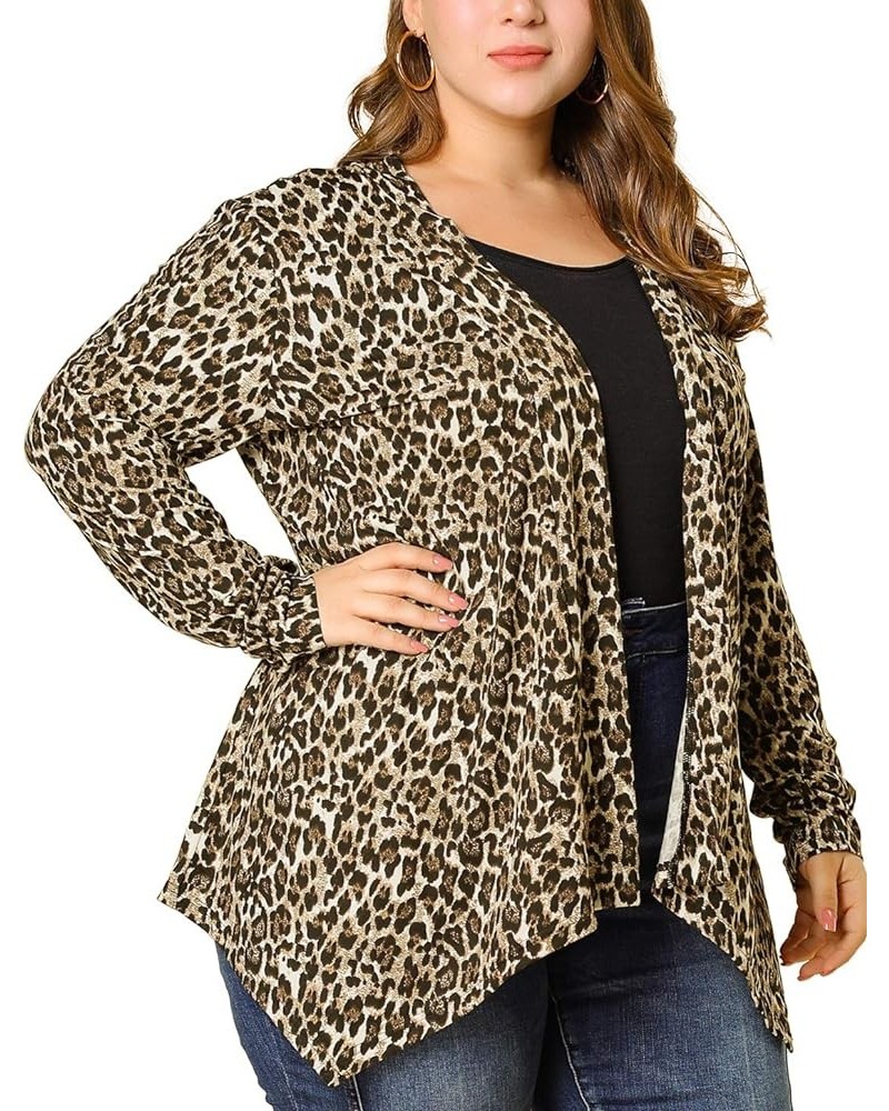 Women's Plus Size Cardigans Floral and Printed Asymmetric Hem Jackets Open Front 2024 Cardigans Brown $15.04 Sweaters