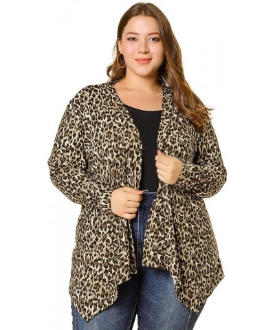 Women's Plus Size Cardigans Floral and Printed Asymmetric Hem Jackets Open Front 2024 Cardigans Brown $15.04 Sweaters