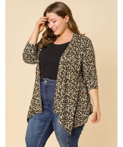 Women's Plus Size Cardigans Floral and Printed Asymmetric Hem Jackets Open Front 2024 Cardigans Brown $15.04 Sweaters