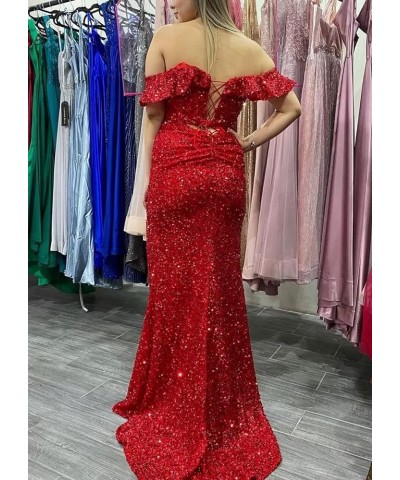 Sequin Prom Dresses Long with Slit Sparkly Glitter Mermaid Formal Evening Gowns for Wedding Guest Brown $33.96 Dresses