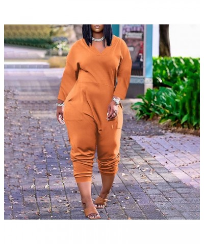 Jumpsuits for Women Oversized Jumpsuit Casual Loose Rompers Sleeveleeve V Neck Overalls Plus Size Jumpsuit with Pockets 03-sa...