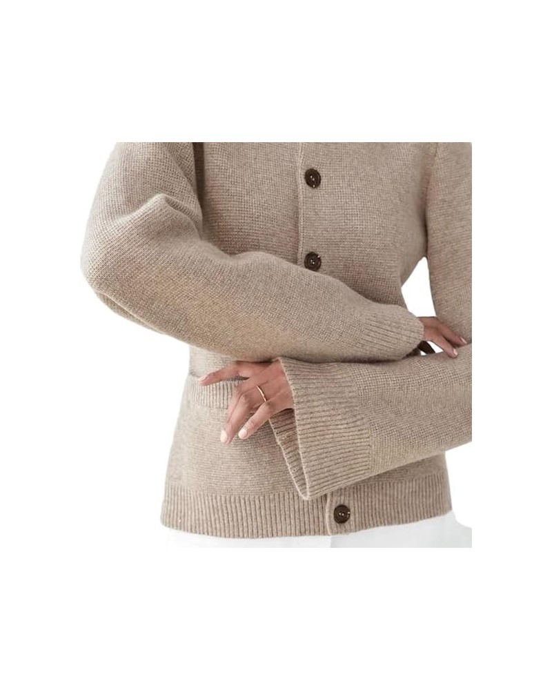 Ultra-Soft Slimming Button Cardigan Sweater Solid Knit Bell Sleeves Open-Front Versatile Round Neck X-Small Taupe $16.42 Swea...