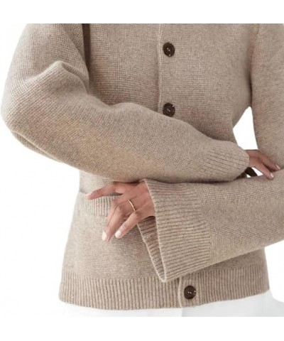 Ultra-Soft Slimming Button Cardigan Sweater Solid Knit Bell Sleeves Open-Front Versatile Round Neck X-Small Taupe $16.42 Swea...