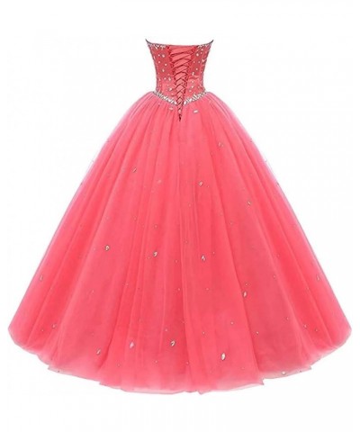 Women's Cap Sleeves Crystals Ball Gowns Tulle Long Quinceanera Dresses D-yellow $48.65 Dresses