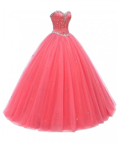 Women's Cap Sleeves Crystals Ball Gowns Tulle Long Quinceanera Dresses D-yellow $48.65 Dresses