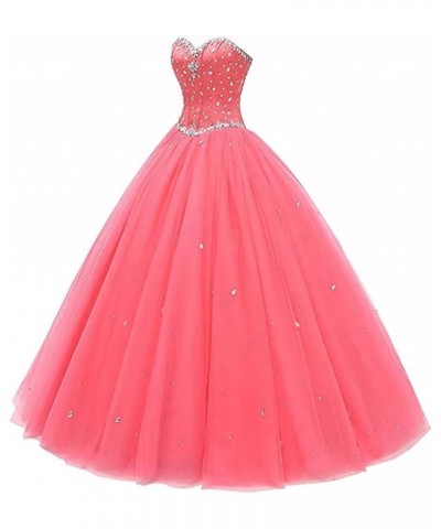 Women's Cap Sleeves Crystals Ball Gowns Tulle Long Quinceanera Dresses D-yellow $48.65 Dresses