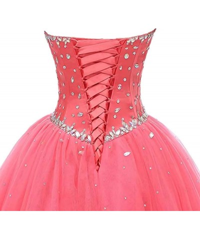 Women's Cap Sleeves Crystals Ball Gowns Tulle Long Quinceanera Dresses D-yellow $48.65 Dresses