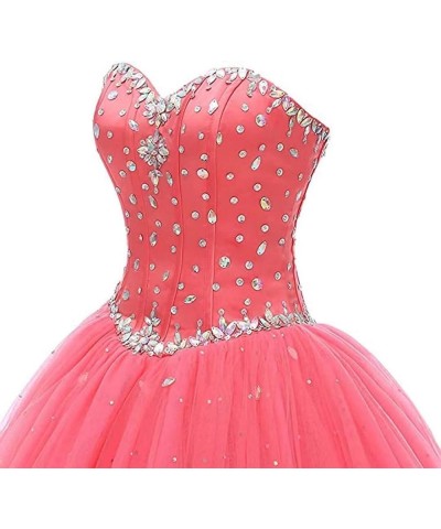 Women's Cap Sleeves Crystals Ball Gowns Tulle Long Quinceanera Dresses D-yellow $48.65 Dresses