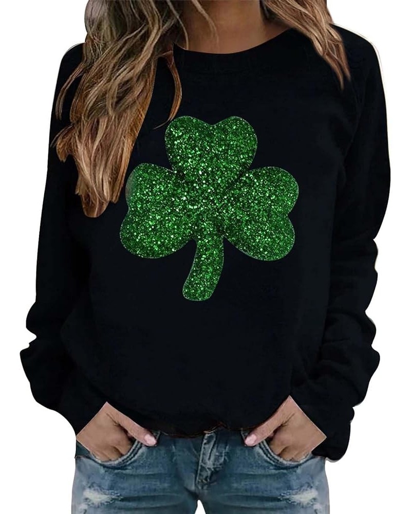 AOXUSM St Pattys Day Sweatshirt Women Green Shamrock Graphic Sweatshirts Fashion Crewneck Pullover Tops for Saint Patricks Bl...