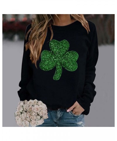 AOXUSM St Pattys Day Sweatshirt Women Green Shamrock Graphic Sweatshirts Fashion Crewneck Pullover Tops for Saint Patricks Bl...