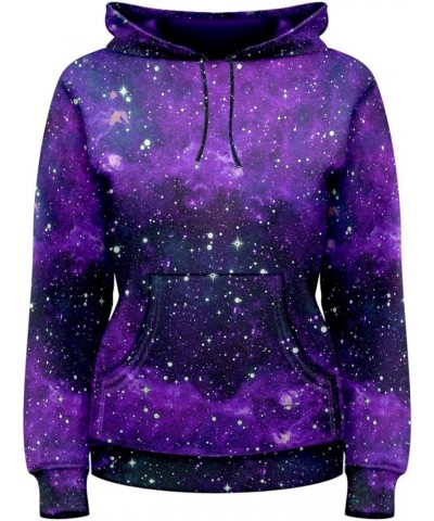 Womens Sweaters Starry Night Sky Moon Stars Space Constellations Planets Pullover Hoodies Sweatshirt Indigo $21.62 Tops