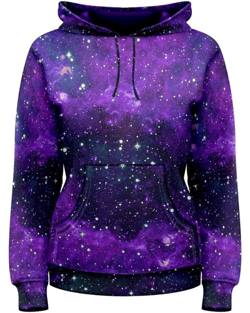 Womens Sweaters Starry Night Sky Moon Stars Space Constellations Planets Pullover Hoodies Sweatshirt Indigo $21.62 Tops