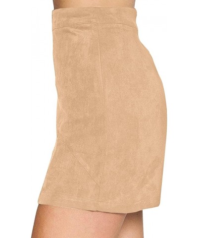 Mini Faux Suede Skirt for Women High Waist Skirts Khaki $14.69 Skirts