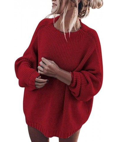 Oversized Sweaters for Women Fall 2023 Batwing Sleeve Mock Neck Long Sleeve Jumpers Tops Knit Chunky Crochet Loose Pullover A...