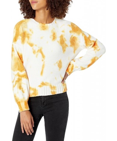 Women's Tie Dye Chenille Crewneck Sweater Tangerine $17.32 Sweaters