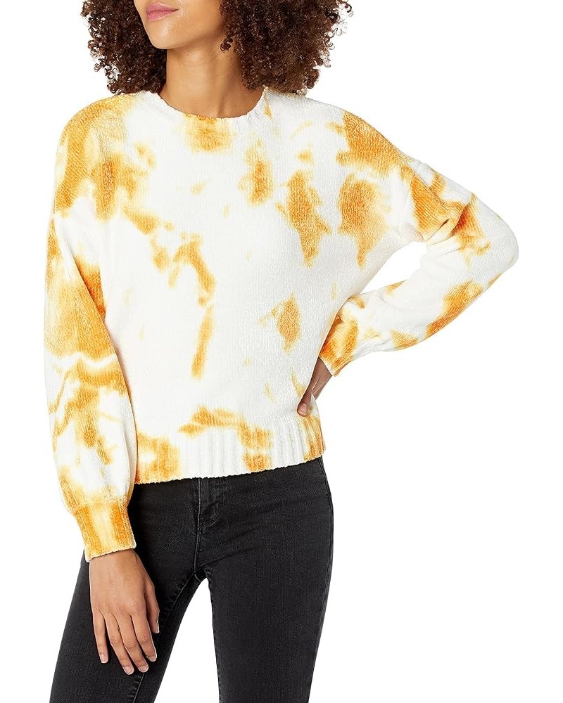 Women's Tie Dye Chenille Crewneck Sweater Tangerine $17.32 Sweaters