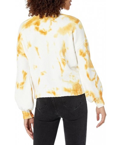 Women's Tie Dye Chenille Crewneck Sweater Tangerine $17.32 Sweaters