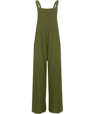 Womens Overalls Loose Sleeveless Spaghetti Strap Wide Leg Jumpsuits Long Pants Baggy Rompers with Pockets 05-dark Green $12.5...